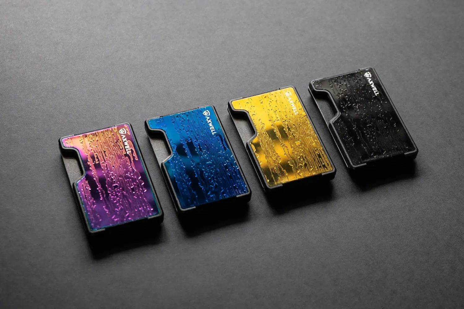 Axwell Damascus Series wallets in four specialty finishes