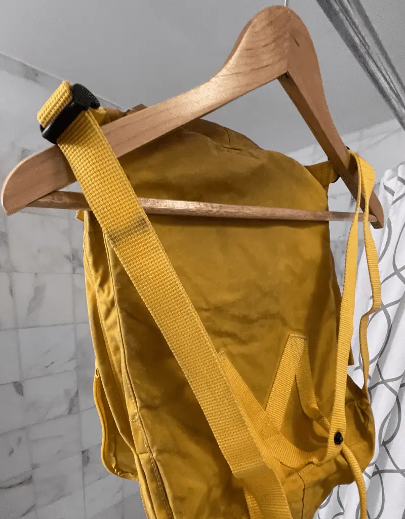 backpack upside down on hanger