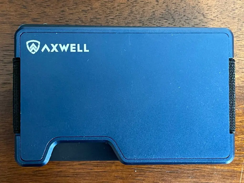 Axwell Wallet -Navy Blue Aluminum on Table