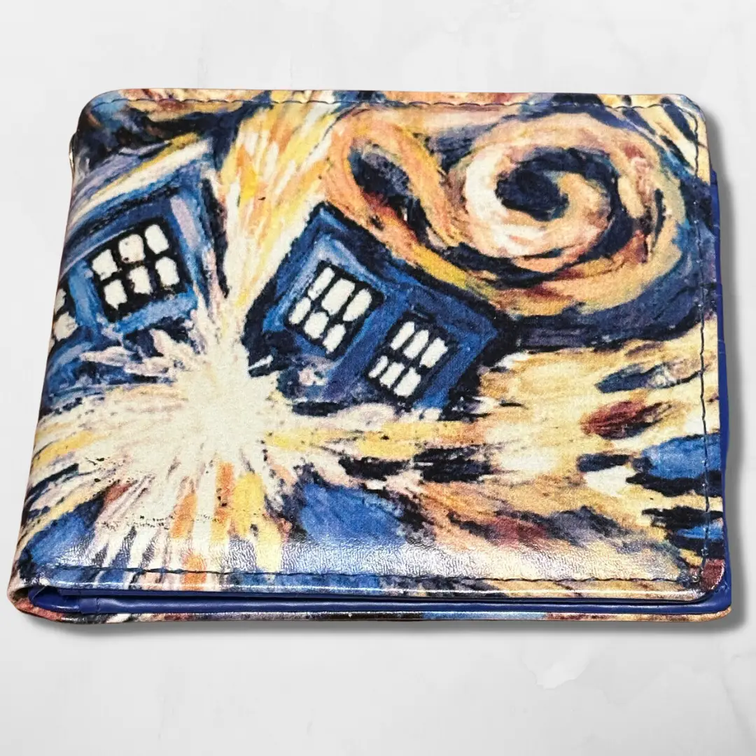 Article: Our Favorite Doctor Who Wallets. Image shows a wallet with exploding TARDIS design