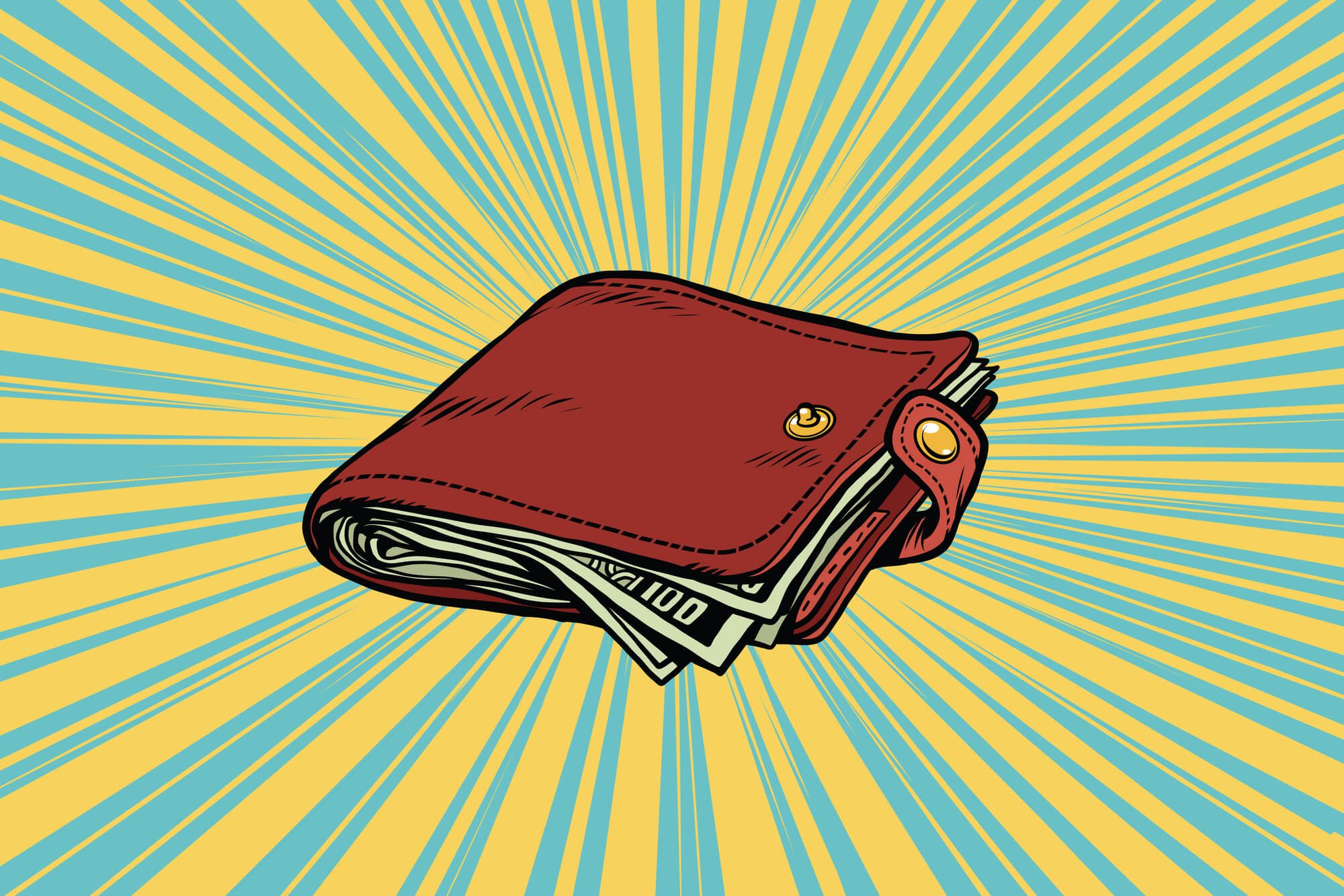 Article: The Best Wallet Quotes. Image is an illustration that shows a wallet with cash